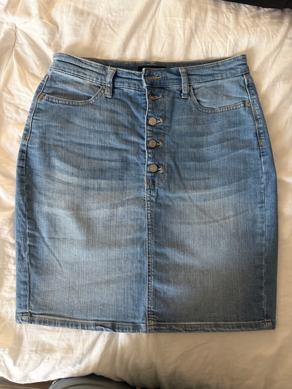 Banana Republic Light Blue Denim Button-Front Pencil Skirt
